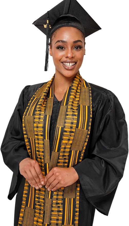 Dupsie's 1pc Kente African Print Graduation Stole, Made in Africa Black History, Festivals, Cultural, HBCU, Graduate, Schools
