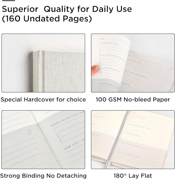 And Per Se Gratitude Journal – Five Minutes a Day to Cultivate Mindfulness, Happiness, Positive Vibes, Affirmations & Self-Reflection – Undated Daily Gratitude Journal for Women & Men (Beige)