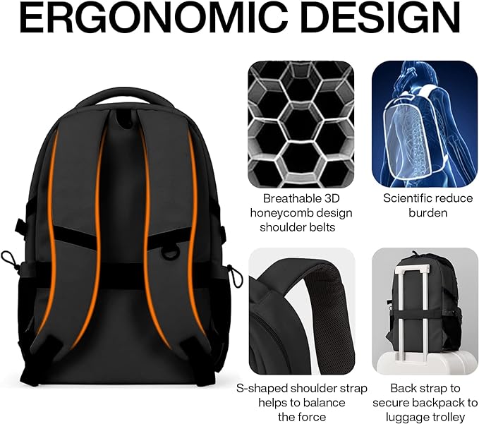 mixi Travel Laptop Backpack, Lightweight Durable School Bookbag Men Woman 15.6" Computer Bag, Water Resistant Outdoor Hiking Backpacks With Multifunction Pockets, 17 Inch, Black