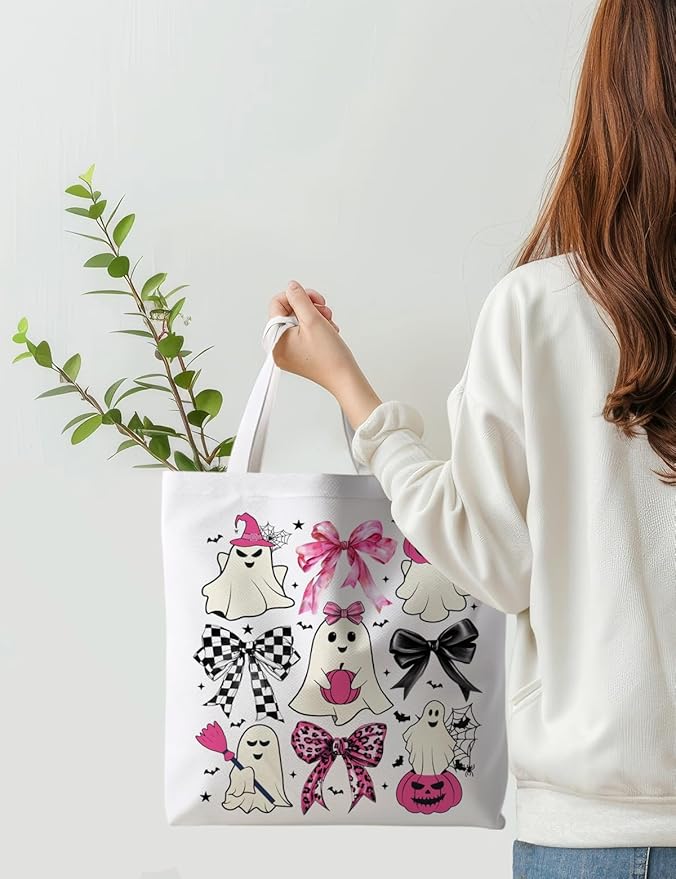 Halloween Tote Bag, Halloween Gifts for Women, Horror Tote Bag, Reusable Grocery Bags Shopping Bags
