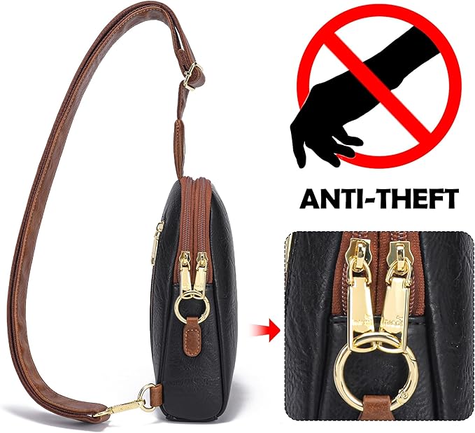 INICAT Travel Small Sling Bag Leather Crossbody Bags for Women Fanny Packs Cross Body Bag for Woman Cross Body Purses