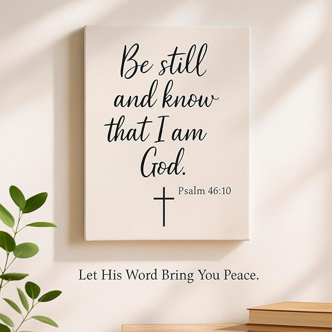 DoawBang “Be Still and Know” Psalm 46:10 Canvas Wall Art – 12x16 Inch Minimalist Bible Verse Scripture Print – Christian Decor for Prayer Room, Bedroom, Living Room or Office