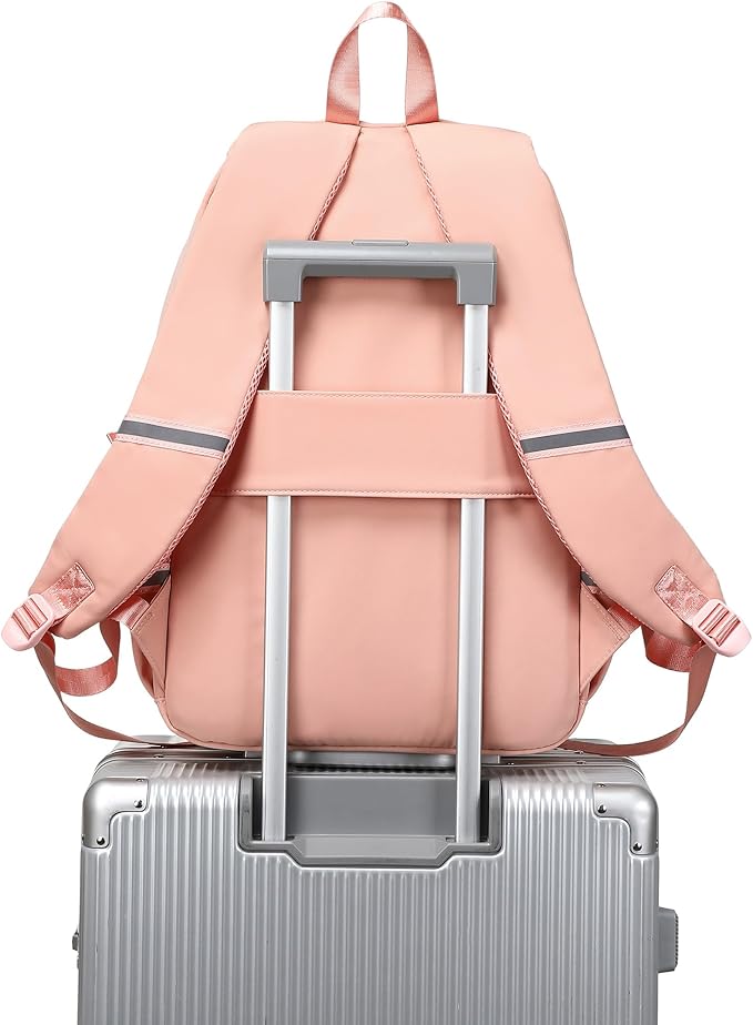 abshoo Big Student Laptop Backpack For College Women Middle High School Teen Girls Bookbag Travel Daypack (Peach Pink)