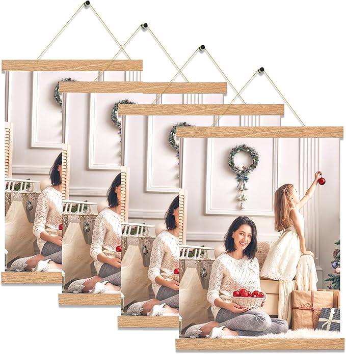 4 Pack Magnetic Poster Hanger Frame 16 inch Black- 16x24 16x22 16x20 Poster Frame for Wall Art Pictures Photos Prints Maps Diamond Art Painting