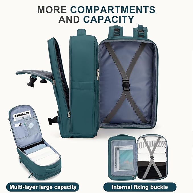 coowoz Large Travel Backpack For Women Men, Carry On Backpack,Hiking Backpack Waterproof Outdoor Sports Rucksack Casual Daypack Expandable Heavy Duty Extra large Backpack Peacock Blue