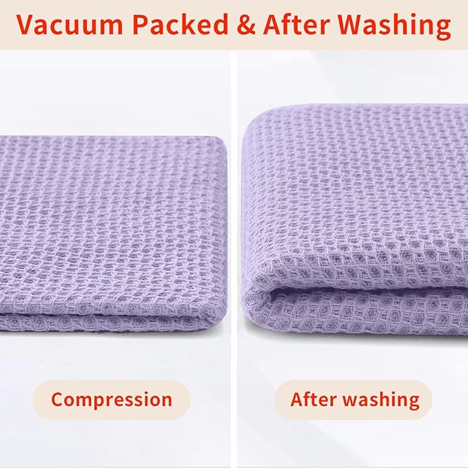 Homaxy 100% Cotton Kitchen Towels and Dishcloths Set, 12 x 12 Inches and 13 x 28 Inches, Set of 8 Bulk Kitchen Towels Set, Ultra Soft Absorbent Dish Cloths for Washing Dishes, Lavender