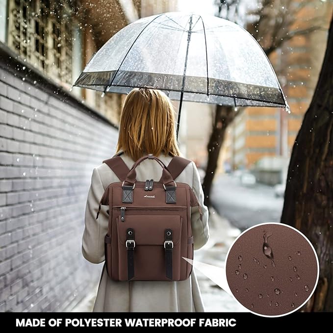 LOVEVOOK Laptop Backpack for Women Work Teacher Backpack, Business Computer Bag Doctor Nurse Bags, College Backpack Purse Laptop Bag, Waterproof Anti-theft Large Travel Back Pack, 17 Inch, Coffee
