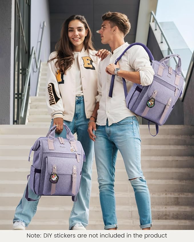 LOVEVOOK Laptop Backpack Purse for Women, Cute College School Backpack Bookbag For Teenager Girls, Teacher Nurse Bags Work Travel Backpack, Business Computer Laptop Bag Daypack, 15.6 Inch, Purple