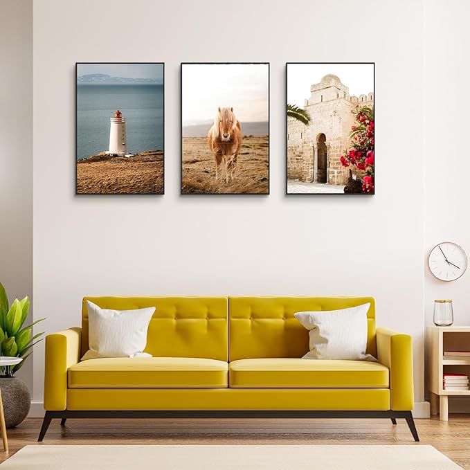 Golden State Art, 24x36 Aluminum Picture Frame, Black Metal Thin Poster Frames for 24 x 36 inch Photo, Acrylic Front, Wall Hook for Horizontal or Vertical Display, 3 Pack