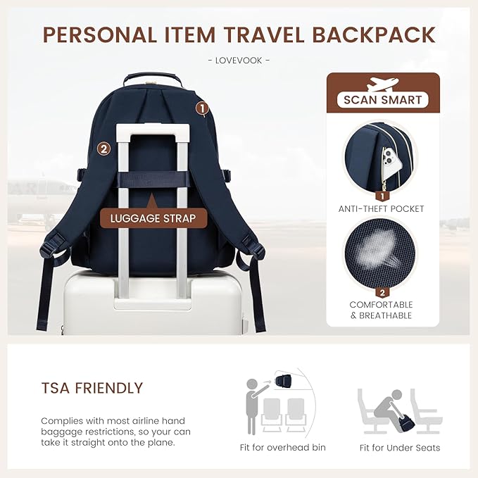 LOVEVOOK Laptop Backpack for Women with Pouch Pocket for Large Capacity Cup,15.6 Inch Laptop Computer Bag Travel Backpack Purse,Waterproof Work Business Backpack College Teacher Bags,Dark Blue