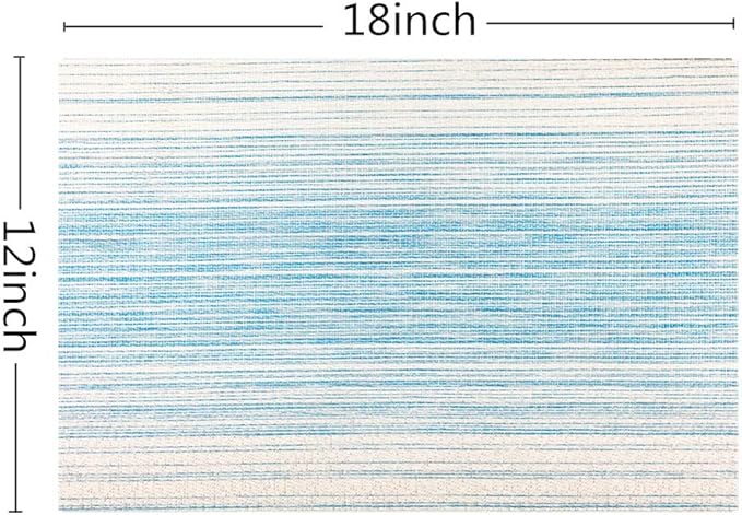 Placemat,Blending Color Durable Woven Vinyl Placemat Washable Heat-Resistant Anti-Skid Kitchen Dining Table Mats (Set of 4, Blue with White)