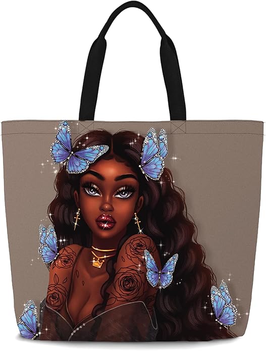 IAGM Women Tote Bags African American Woman Shoulder Bag Afro Black Girl Magic Satchel Handbags For Shopping,Work,Grocery,Gym