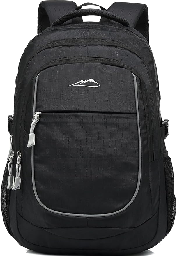 ProEtrade Anti Scratch Fabric Backpack, Black, Unisex, 20"H x 13"W x 8.2"D, 1.6 lb, 8 Pockets, 2 Laptop Compartments, Night Light Reflective Design, Ergonomic Air Flow System