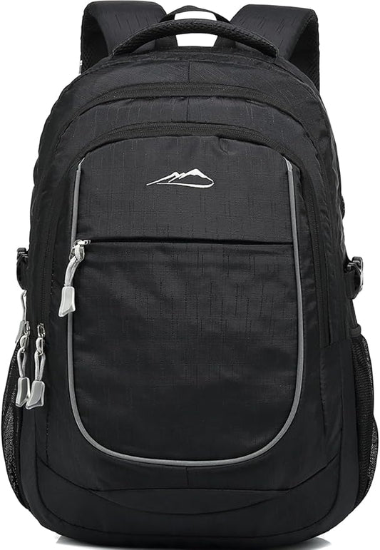 ProEtrade Anti Scratch Fabric Backpack, Black, Unisex, 20"H x 13"W x 8.2"D, 1.6 lb, 8 Pockets, 2 Laptop Compartments, Night Light Reflective Design, Ergonomic Air Flow System