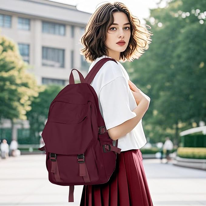 Lightweight School Bag Casual Daypack College Laptop Backpack for Men Women Water Resistant Travel Rucksack for Sports High School Middle Bookbag for girls(Red)