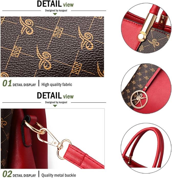 KURGOOL Women Purses and Handbags Top Handle Satchel Shoulder Bags Messenger Tote Bag for Ladie