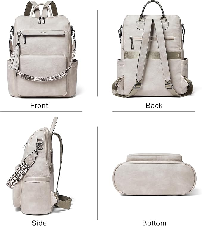 Shrrie Vegan Leather Laptop Backpack for Women 15.6 inch Work Backpack Fashion Travel Backpack Purse for Travel College Work