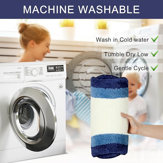 HAOCOO Luxury Soft Long Boho Rugs, 24x59 Inch Non-Slip Microfiber Absorbent Washable Rugs for Bedside Sink Tub Shower