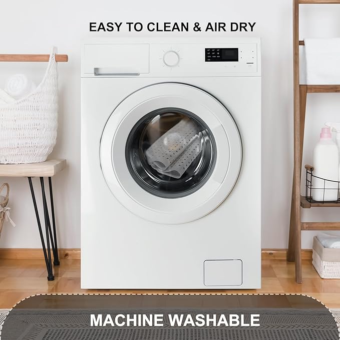 Bath Mat for Tub & Shower, Non Slip Soft Bathmat with Suction Cups & Drain Holes, Machine Washable Bathtub Floor Liner Mats for Bathroom, 35x16 Inch, White