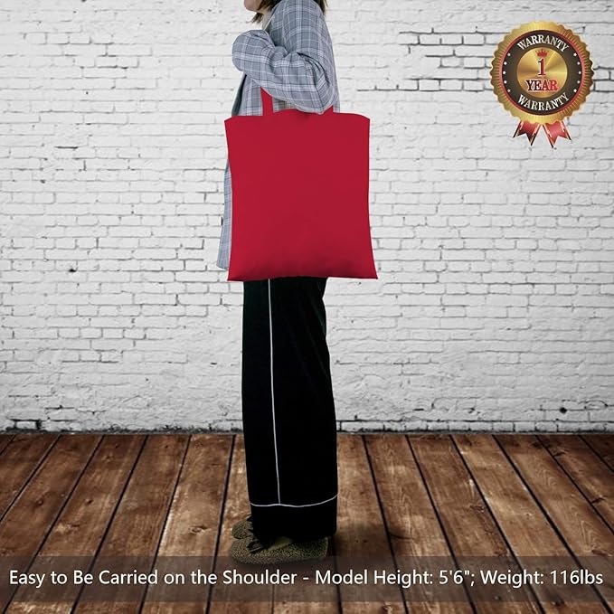 TOPDesign 24-Pack Economical 16"x15" Red Cotton Tote Bag, Lightweight Medium Reusable Grocery Shopping Cloth Bags, Suitable for DIY, Advertising, Promotion, Gift, Activity