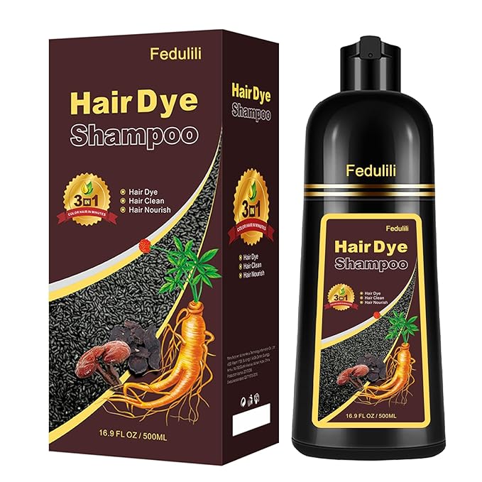 Instant Dark Red Wine Hair Dye Shampoo for Gray Hair, Natural Hair Color Shampoo for Women Men, 100% Coverage for Salon Home Use, 17.5 Fl Oz (Dark Red Wine)