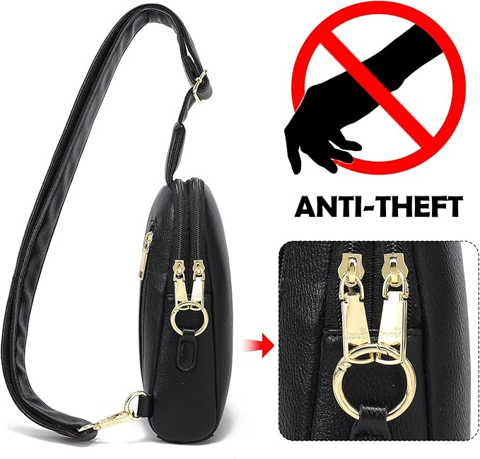 INICAT Travel Small Sling Bag Leather Crossbody Bags for Women Fanny Packs Cross Body Bag for Woman Cross Body Purses