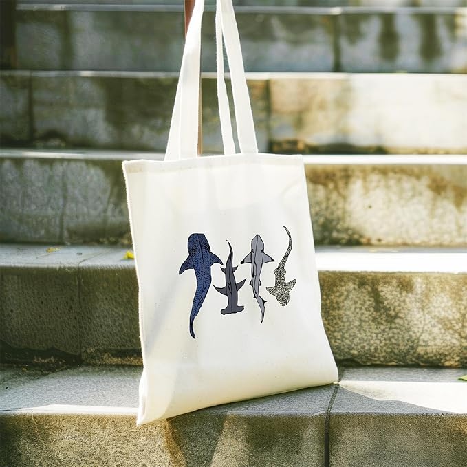 Shark Tote Bag Ocean Animal Canvas Bag Cute Cotton Canvas Tote Bag for Women Gift Resuable Grocery Bag Shopping Beach Shoulder Bag