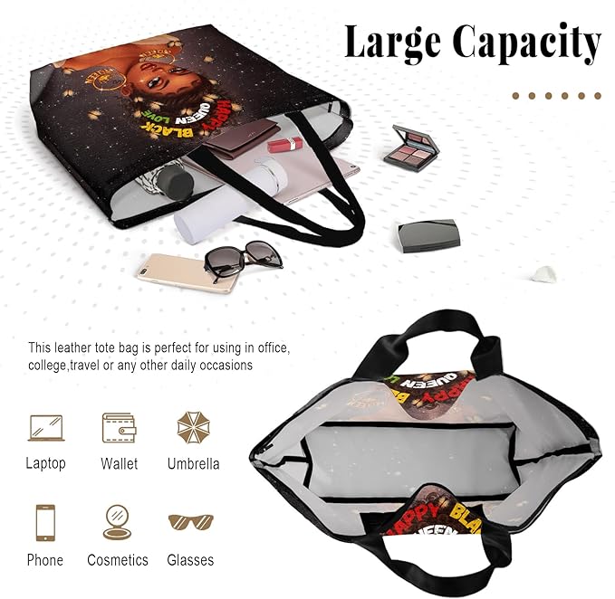 African American Black Women Tote Bag Black Girl Magic Shoulder Handbag For Work Travel Beach Shopping