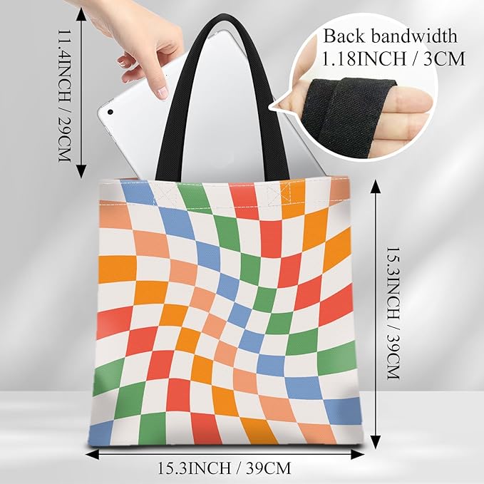 Canvas Tote Bag for Women，Cute Heavy-Duty Shoulder Bag with Zipper Pocket -Travel Tote for Grocery, Gym,Shopping