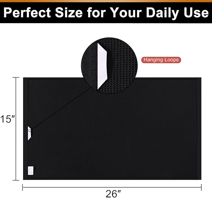 Homaxy 100% Cotton Kitchen Towels and Dishcloths Set - 8 Pack Waffle Weave Soft and Absorbent Dish Towels - 26 X 16 Inch and 12 X 12 Inch - Black