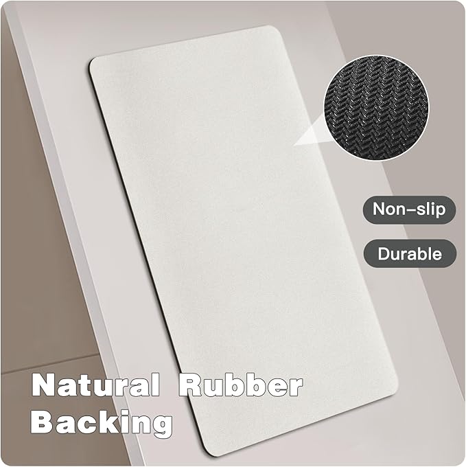 White Bath Mat, Bathroom Rugs Non Slip Washable Thin Absorbent Quick Dry Bath Mat Fits Under Door Bathroom Floor Mat Perfect for Bath, Shower, or Sink 24"x60" White