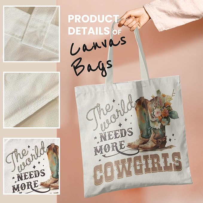 Western Cowgirl Canvas Tote Bags, Country Cowgirl Gift, Shopping Bagss, Aesthetic ToteBag for Women