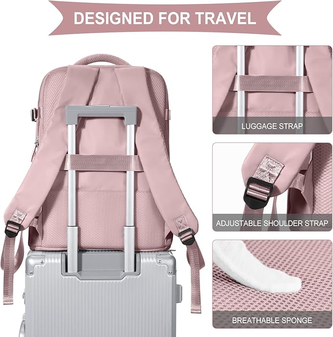 coowoz Travel Backpack For Women Men,Carry On Backpack,Hiking Backpack Waterproof Outdoor Sports Rucksack Casual Daypack travel essentials（Pink Purple）