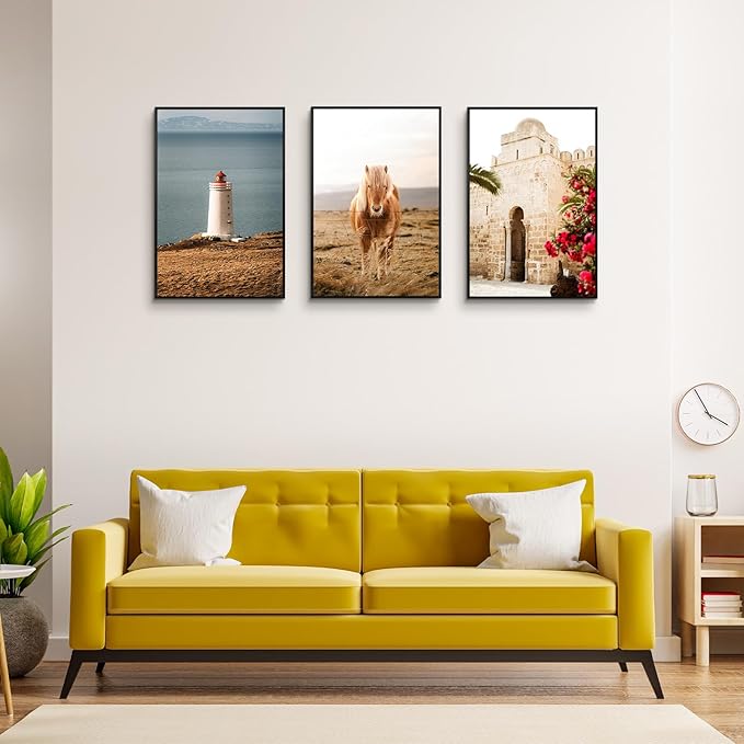 Golden State Art, 20x30 Aluminum Picture Frame, Black Metal Thin Poster Frames for 20 x 30 inch Photo, Acrylic Front, Wall Hook for Horizontal or Vertical Display, 3 Pack