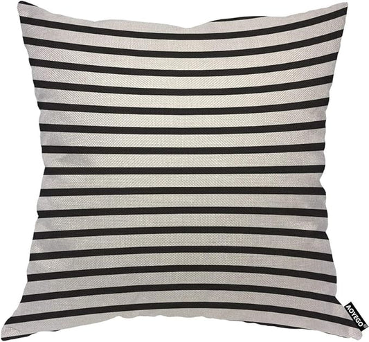 AOYEGO Black and White Stripes Throw Pillow Cover Artistic Streaks Backdrop Classic Endless Lines Pattern Pillow Case 18x18 Inch Decorative Men Women Room Cushion Cover for Home Couch Bed