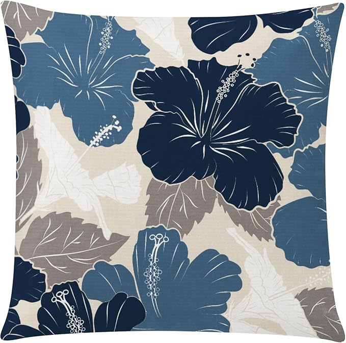 Blue White Pillow Covers 20x20 Set of 6, Daisy Flower Throw Pillow Cover Case, Modern Floral Couch Pillow Cover for Sofa Living Room Farmhouse Home Decor