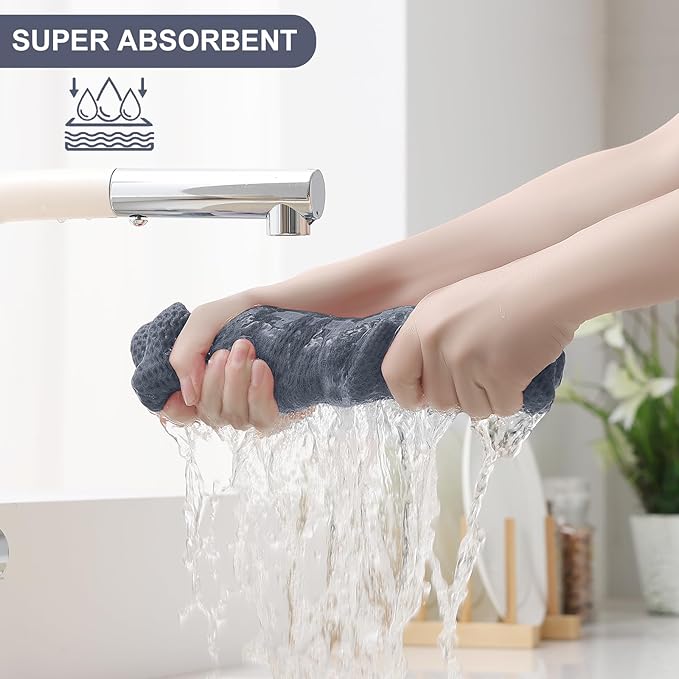 Homaxy 100% Cotton Kitchen Towels and Dishcloths Set, 12 x 12 Inches and 13 x 28 Inches, Set of 8 Bulk Kitchen Towels Set, Ultra Soft Absorbent Dish Cloths for Washing Dishes, Mixed Color