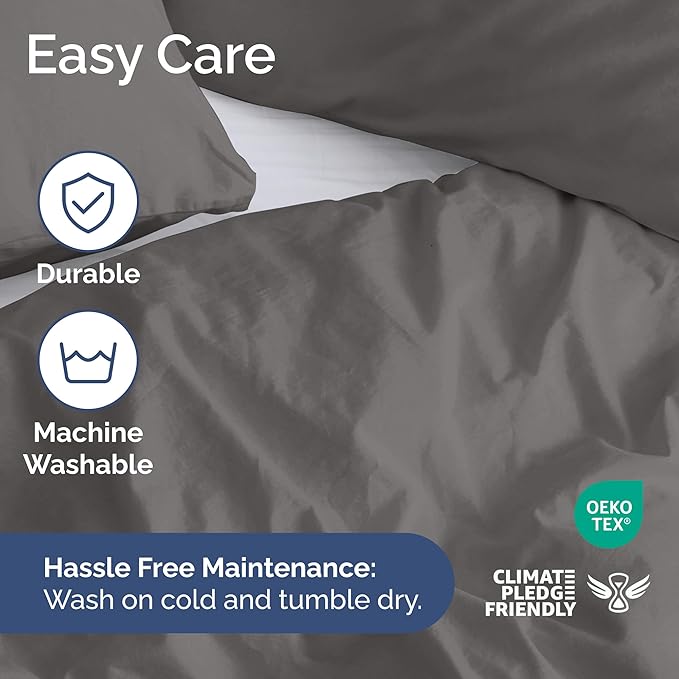 Duvet Cover Full Size Set - Extra Soft Full Size Duvet Cover 80 x 90 with 2 Pillow Shams - Hotel Luxury, Easy Care and Fade Free w/Zipper Closures & Ties - Comfy Breathable Bedding Set (Dark Grey)