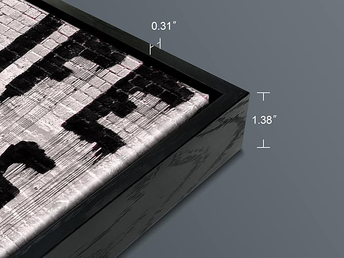 Wieco Art Framed Art Canvas Prints of Banksy Life is Beautiful Abstract Artwork for Wall Decor Black Frame BANKSY-2-6090-BF