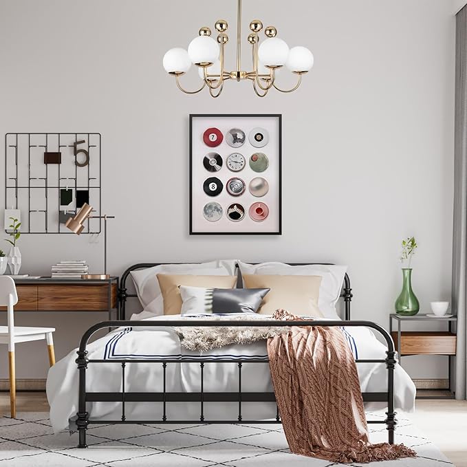 Trendy Retro Disco Wall Art - Vintage Lucky 8 Ball Poster, Funky Music Record Decor, 12x16 inch Black Framed Unique Canvas Print