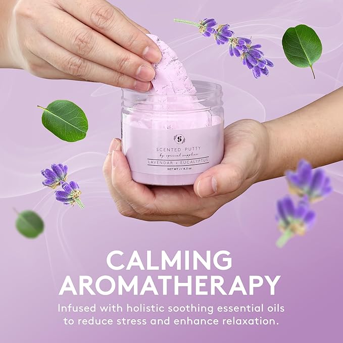 Special Supplies Scented Therapy Putty Dough - Infused with Pure Essential Oils for Aromatherapy and Meditation- Relaxation Gifts for Kids and Adults - Non-Stick (Lavender & Eucalyptus (4.5 oz))
