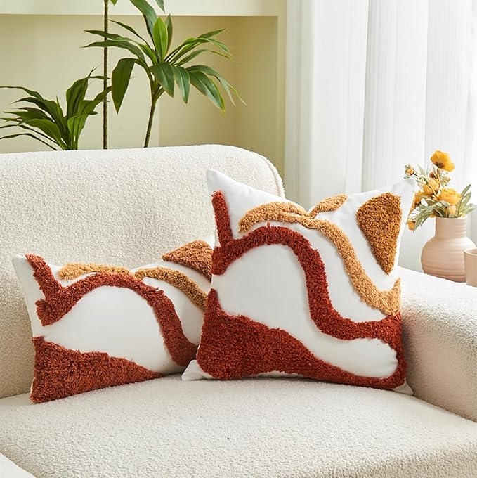 lifein 12x20 Pillow Covers-Throw Pillow Cover,Tufted Boho Jacquard Pillow Covers,Farmhouse Decorative Pillow Cover,Pillow Cases for Couch,Sofa,Bed,Chair,Living Room,Home Decor(12x20inch)