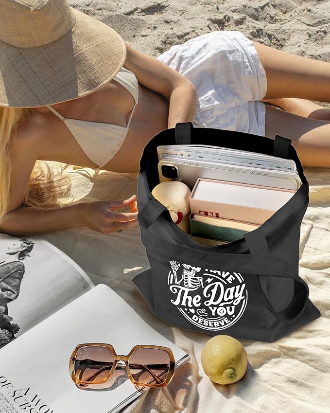 Aesthetic Canvas Tote Bag with Inner Pocket for Women, Cloth Cotton Totes Bag with Pattern for Shopping, Gym