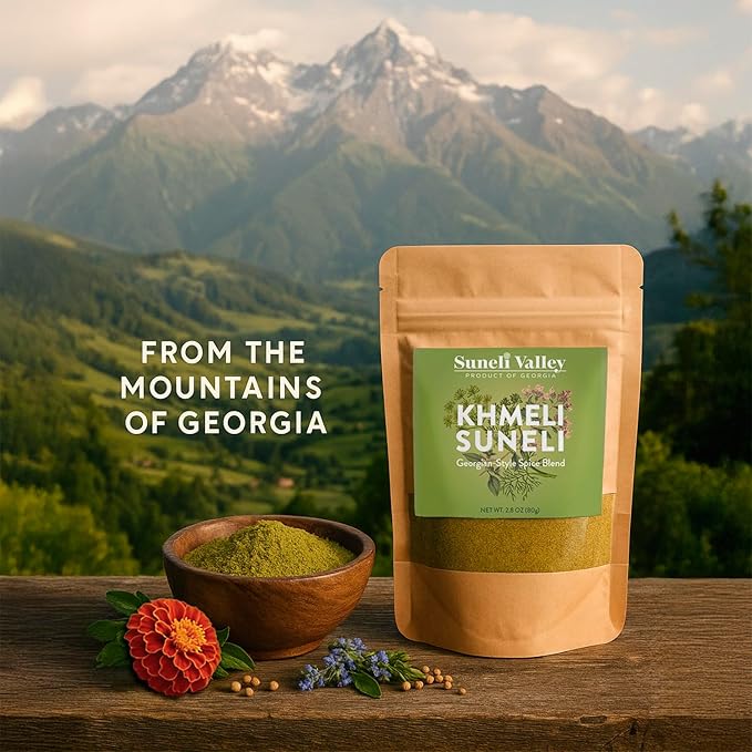 Suneli Valley Khmeli Suneli | Premium Georgian-Style Seasoning | Aromatic Mix of Herbs and Spices | Ideal for Grilled Meats, Seafood, Poultry | 2.8oz (80g)