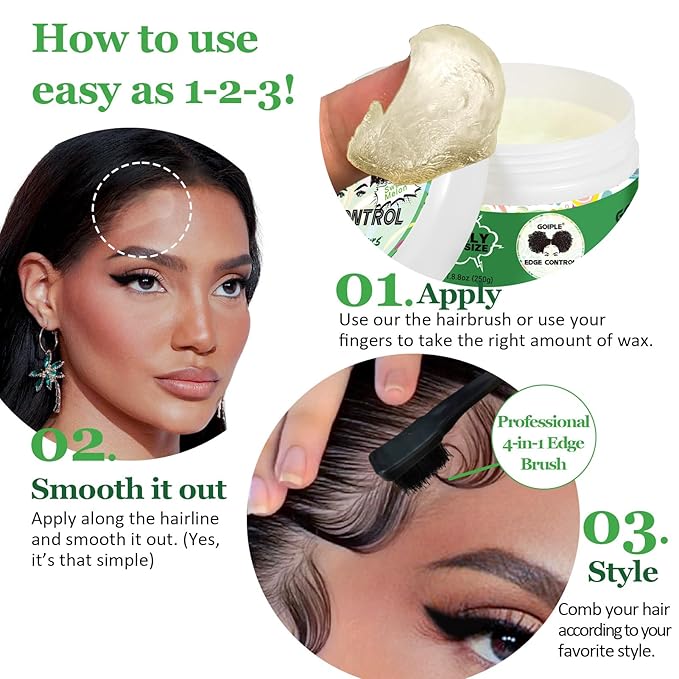 8.8 OZ Edge Control Wax for Women Strong Hold Non-greasy Edge Control Smoother Edge Wax Styling Gel Edge Control for Black Hair No Flaking, White Residue, Shine and Smooth (Sweet Melon)
