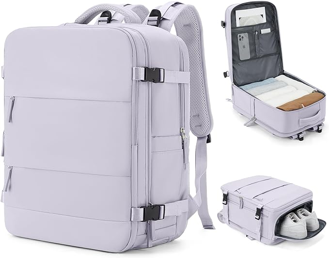 coowoz Large Travel Backpack Carry On for Women Man Gym Backpack with Laptop Compartment Mochila de Viaje Teacher Personal Item Backpacks Rucksack Airplane Accessories Must Haves Purple