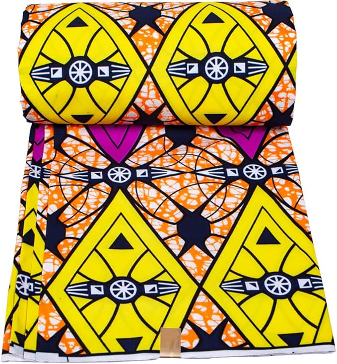 African Fabric Kente Cloth by The Yard 6 Yards/Pieces Polyester African Ankara Print Wax Fabric A21