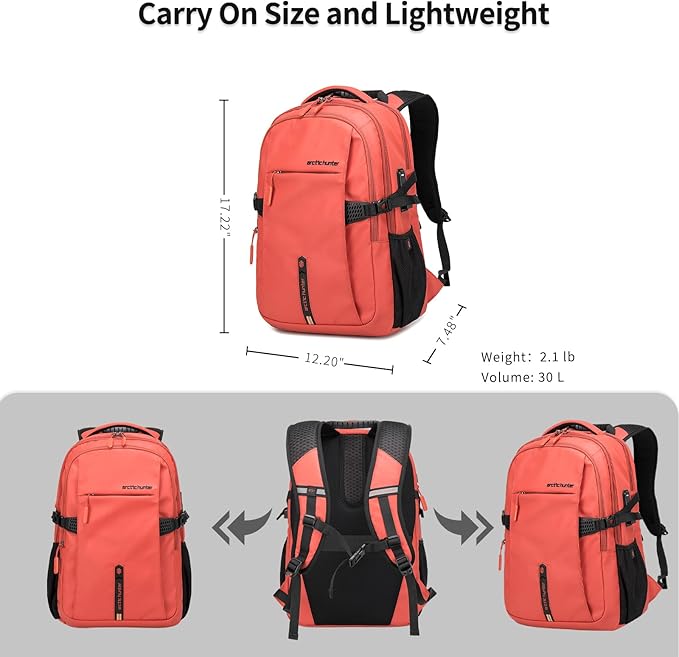 Orange (Yellow) 15.6 In Laptop Travel Backpack for Couple Women Men, 30L Anti-Theft Compact Carry on Travel Flight Approved for Work, Commuting, and Weekend Casual Daypack