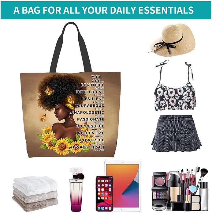 IAGM Women Tote Bags African American Woman Shoulder Bag Afro Black Girl Magic Satchel Handbags For Shopping,Work,Grocery,Gym