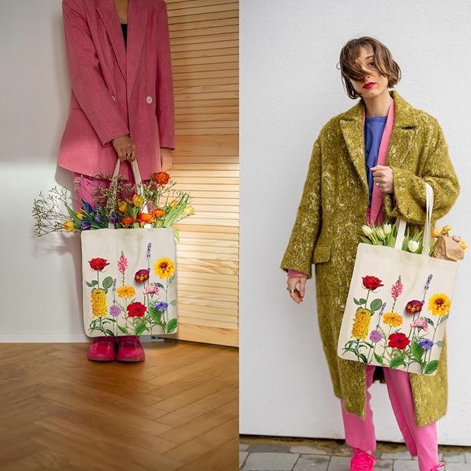 Tote Bag for Women, Canvas Tote Bag with Pockets,Canvas Shopping Bags,Reusable Grocery Bags
